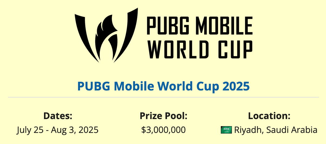 PUBG Mobile World Cup 2025 Digelar di Riyadh, Hadiah Fantastis $3 Juta Menanti